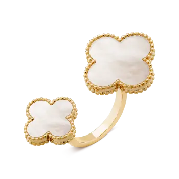 Nhẫn Vancleef 2 Mặt Đá Trắng
